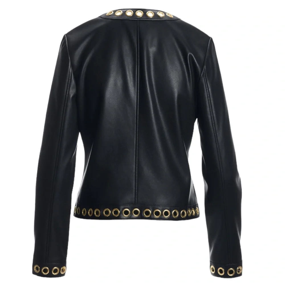 NWT Boston Proper Grommet + Studs Faux Leather Jacket Sz M (8/10) NEW IN PACKAGE - Picture 4 of 11